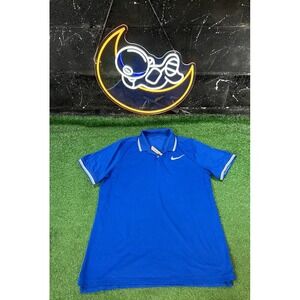 Nike Golf‎ Dri-Fit Preppy Bright Blue Golf Polo Short Sleeve Shirt Men's LG